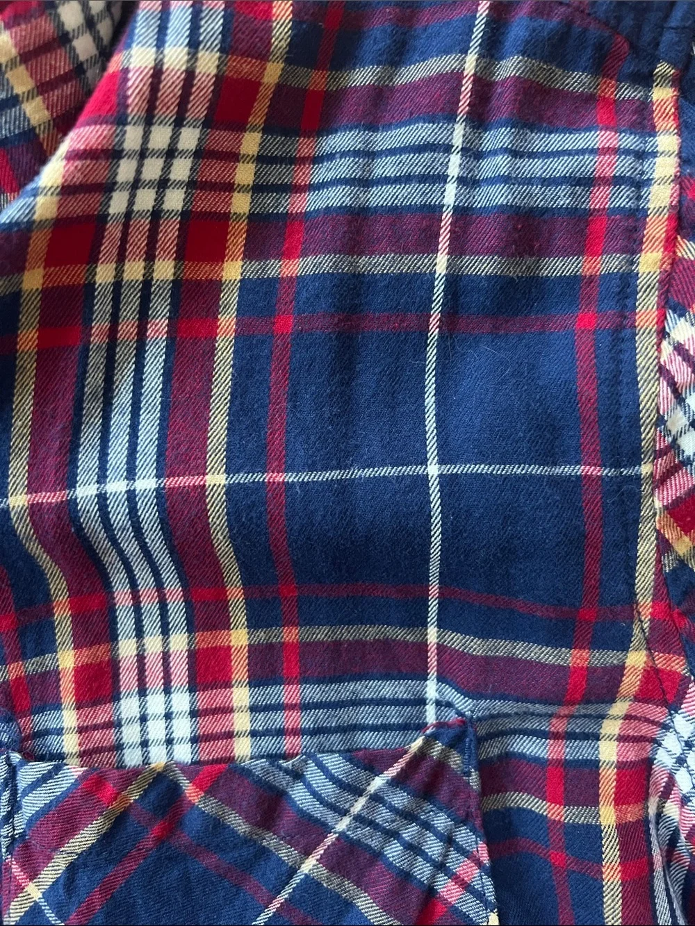 True Craft Women's Navy and Red Plaid Button-Down Shirt